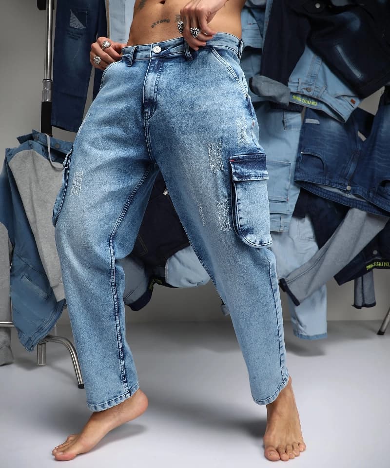 Men's Blue Casual Solid Jeans