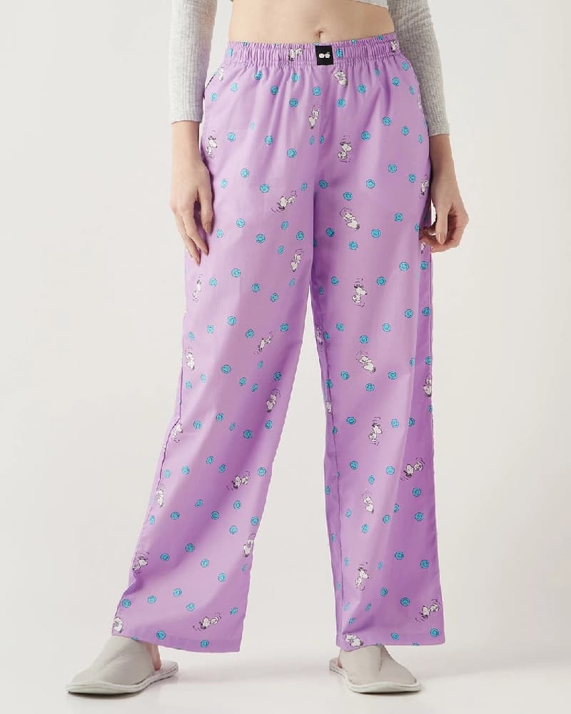 Women's Purple Casual Printed Pyjama