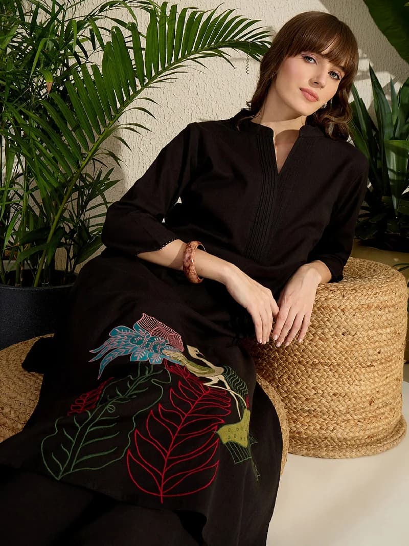 Women's Black Festive Kurta Set