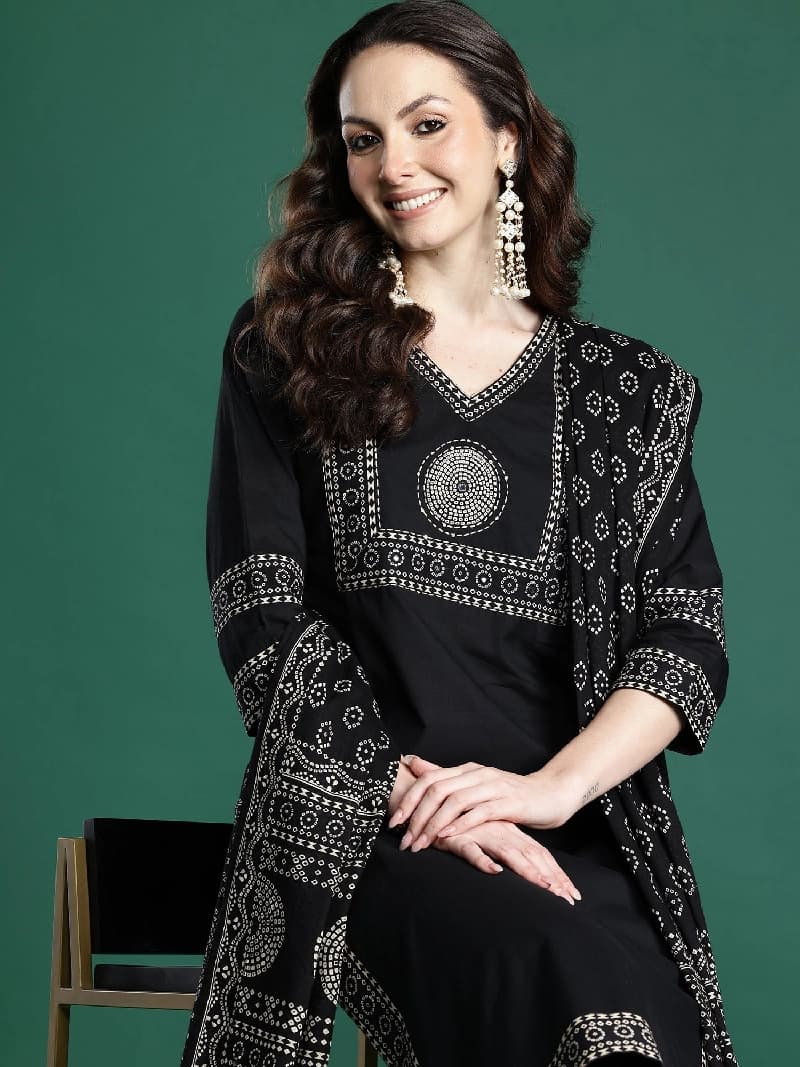 Women's Black Festive Kurta Set