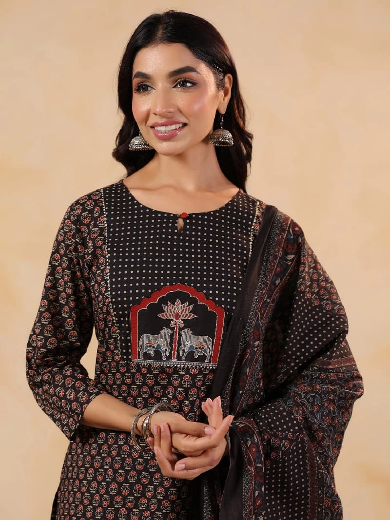 Women's Black Festive Kurta Set