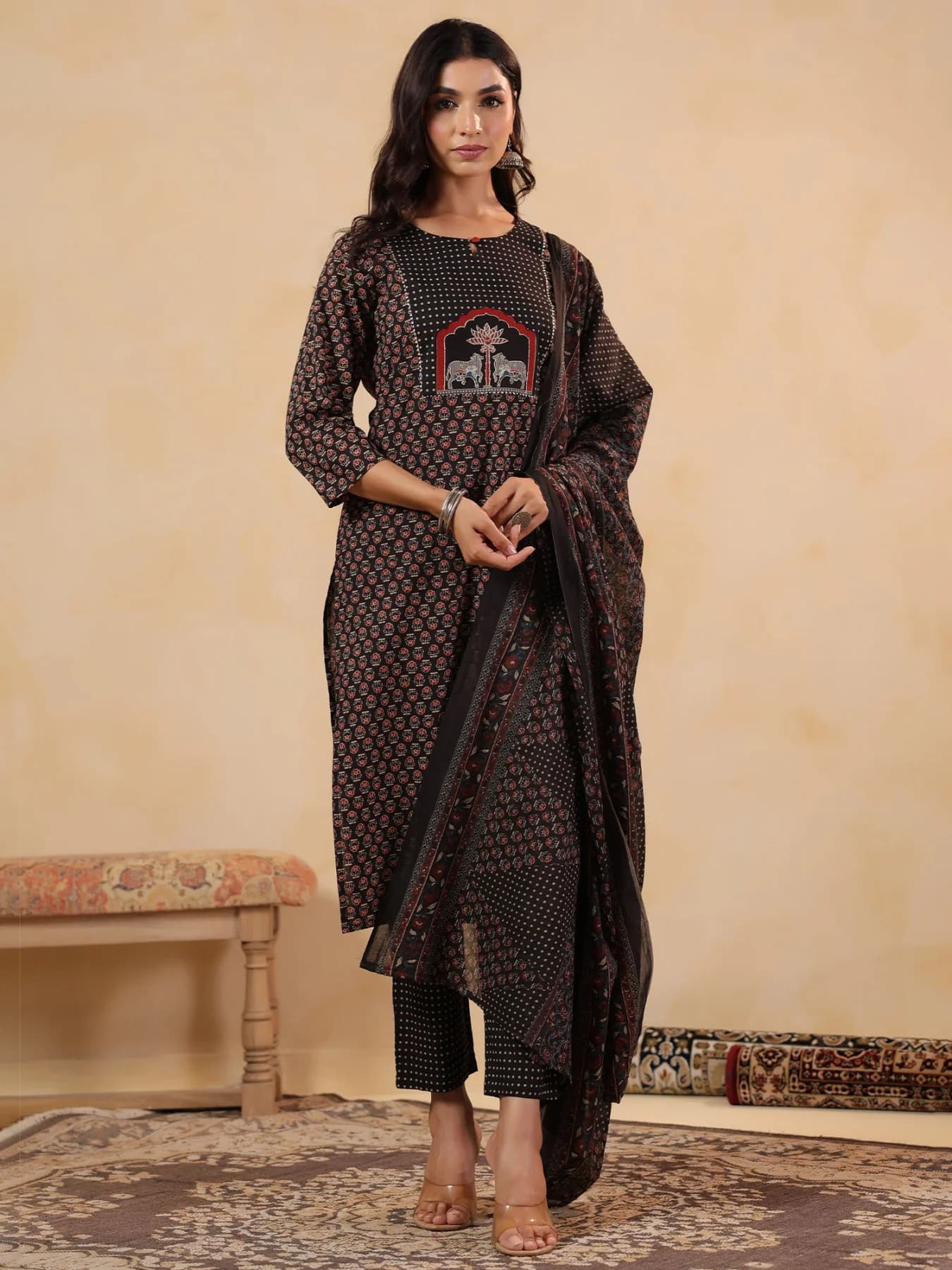 Women's Black Festive Kurta Set