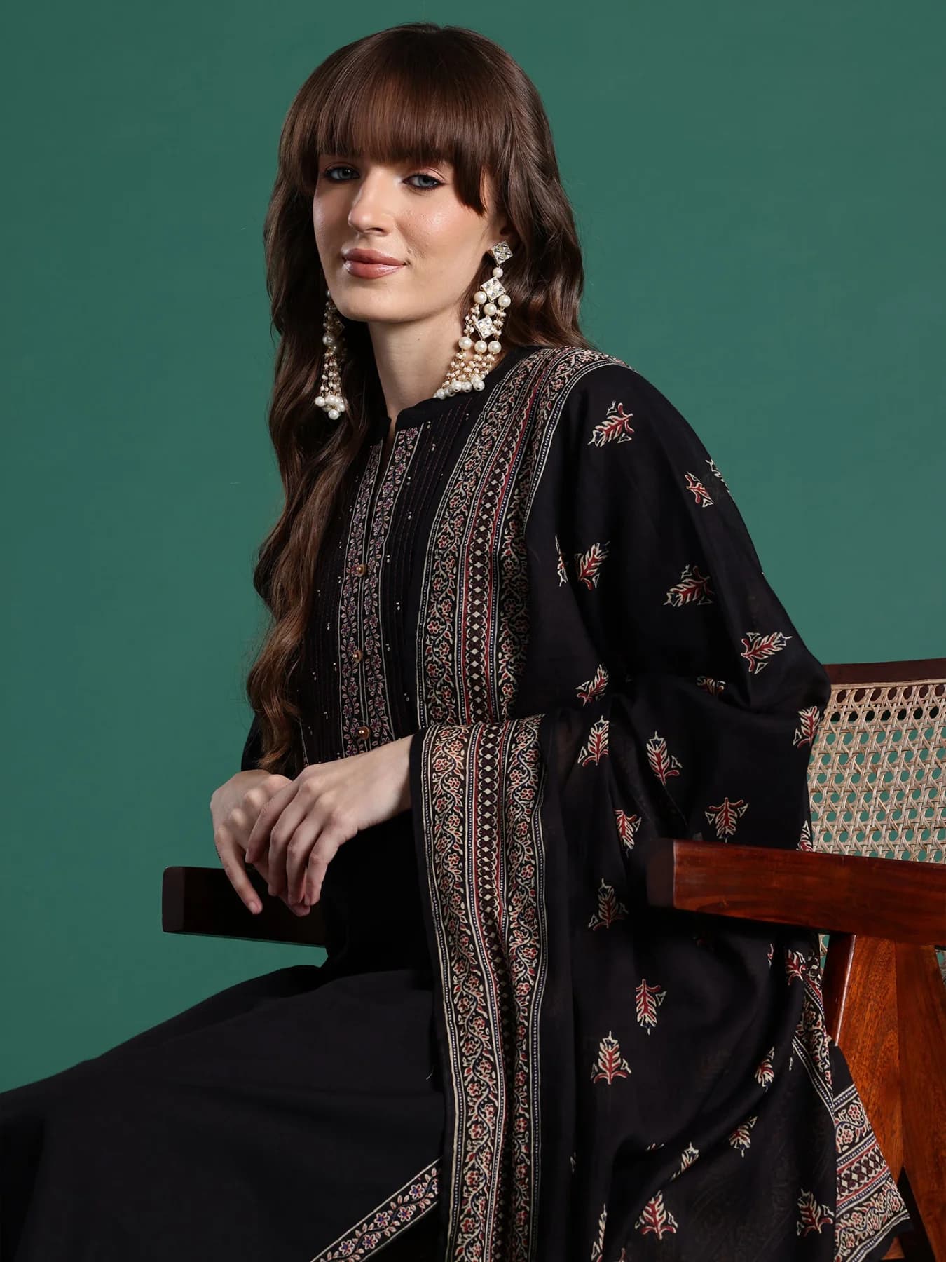 Women's Black Festive Kurta Set