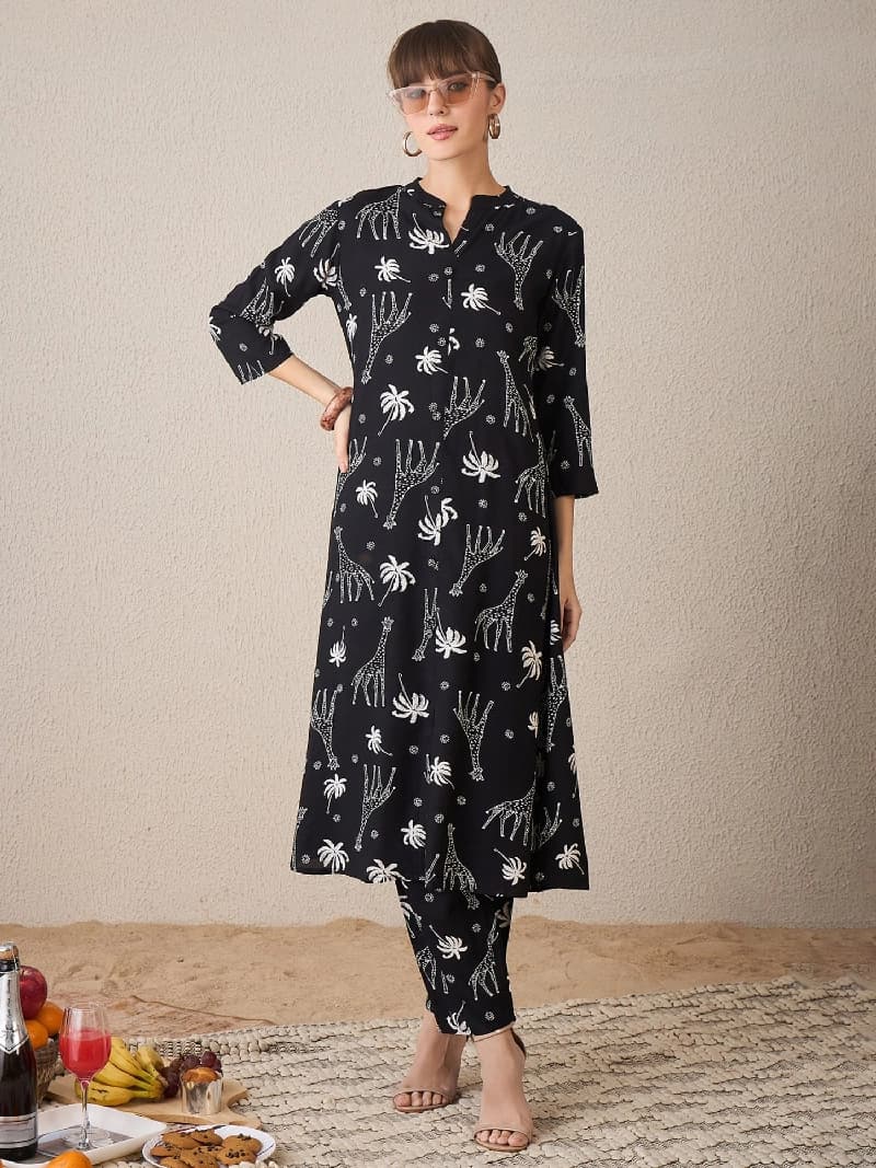 Women's Black Festive Kurta Set