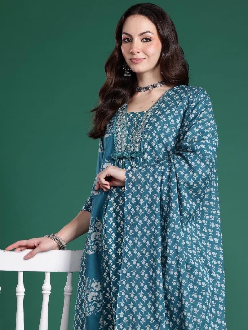 Women's Blue Festive Kurta Set