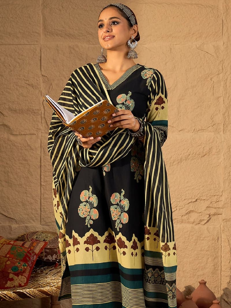 Women's Black Festive Kurta Set