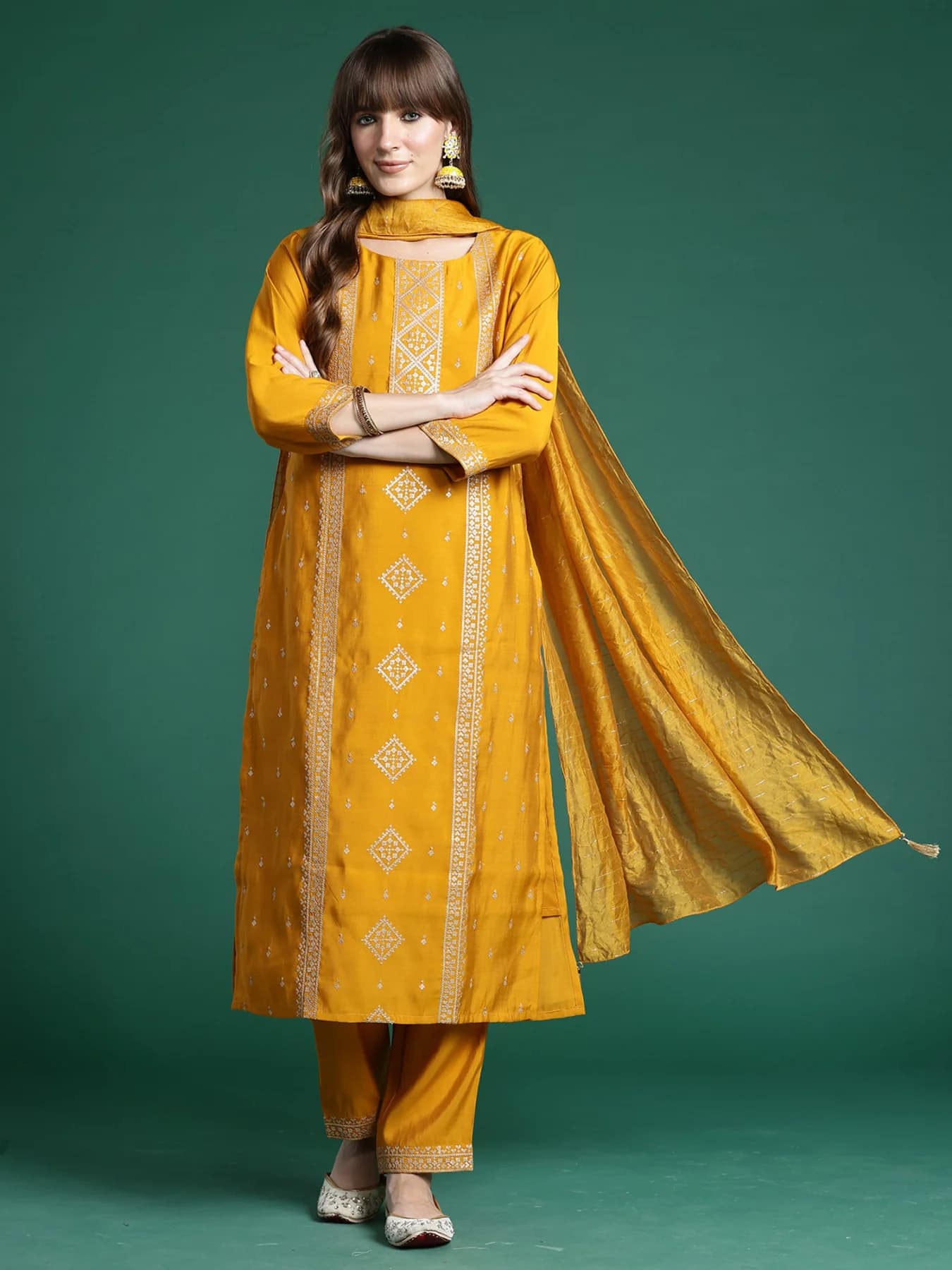 Women's Yellow Festive Kurta Set