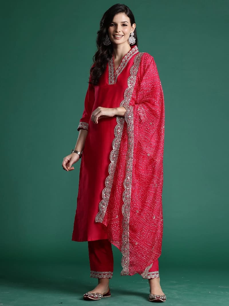 Women's Pink Festive Kurta Set