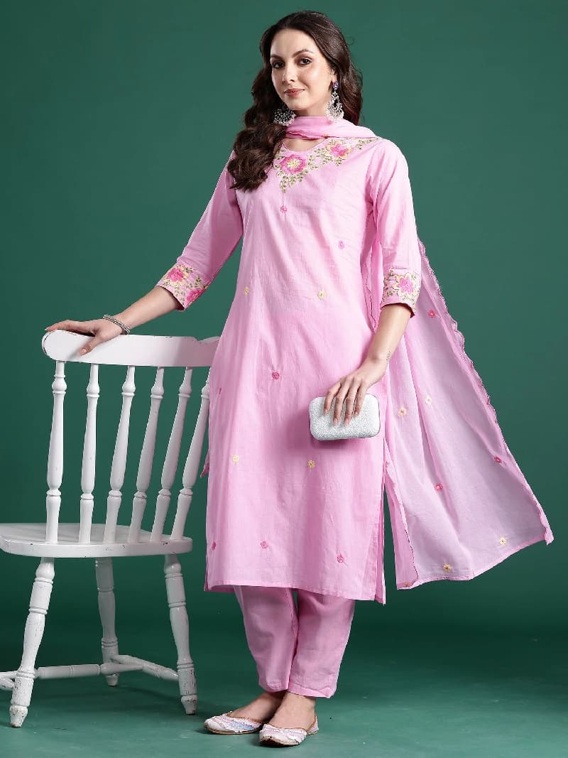 Women's Pink Festive Kurta Set