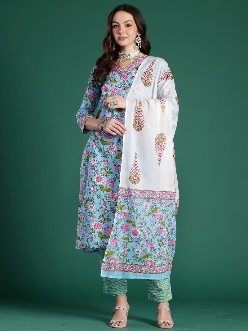 Women's Blue Festive Kurta Set