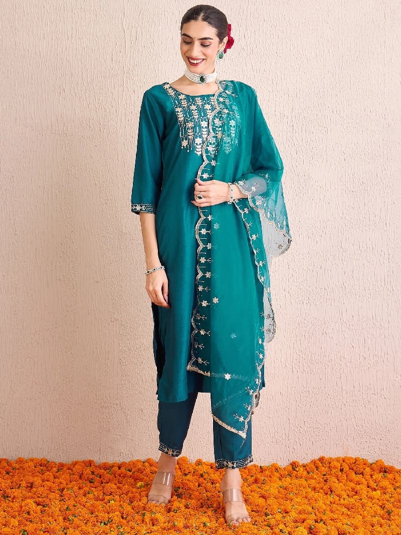 Women's Green Festive Kurta Set