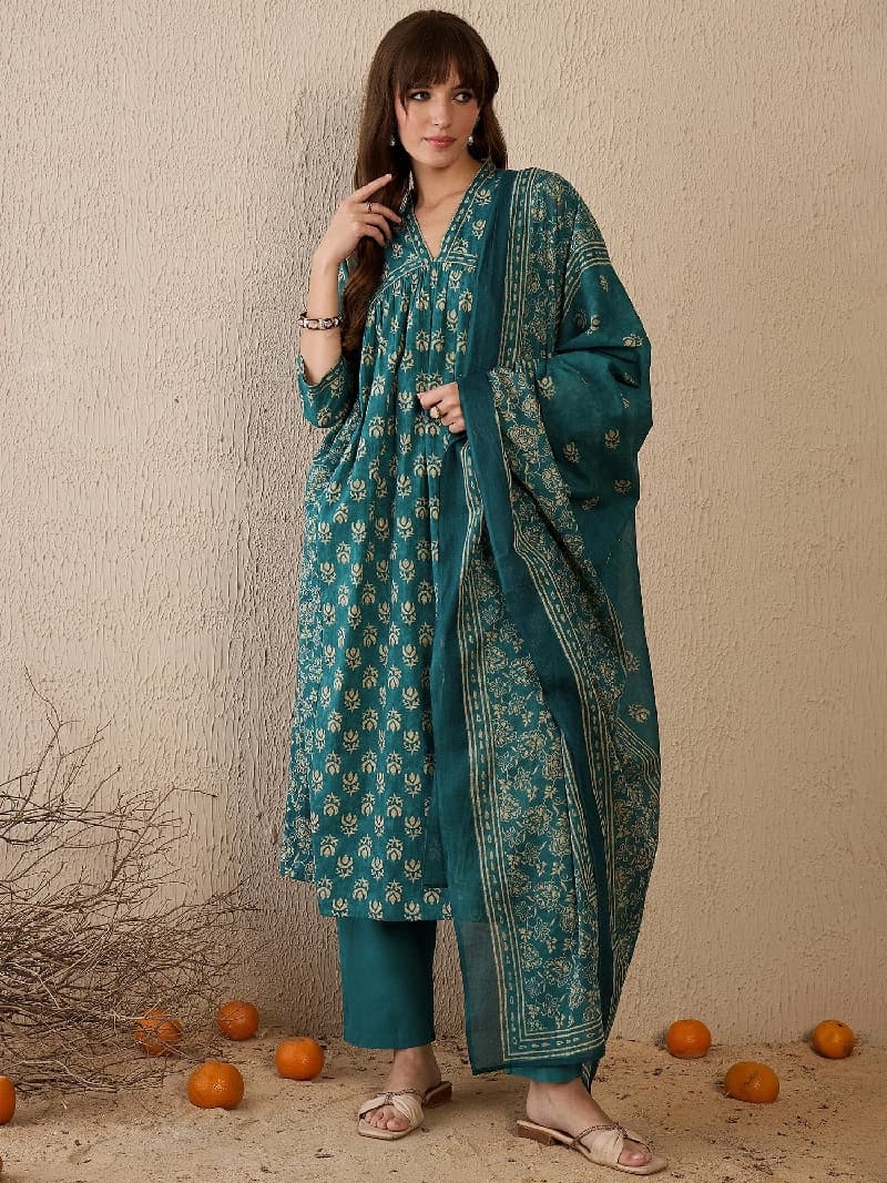 Women's Green Festive Kurta Set