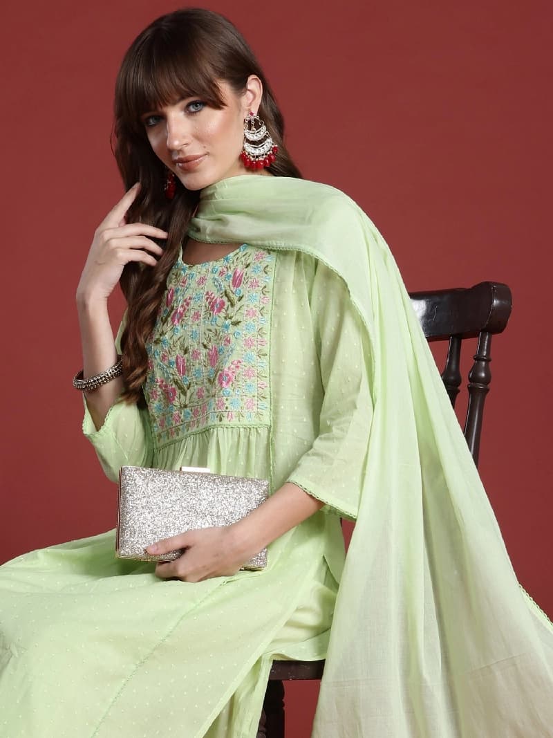 Women's Green Festive Kurta Set