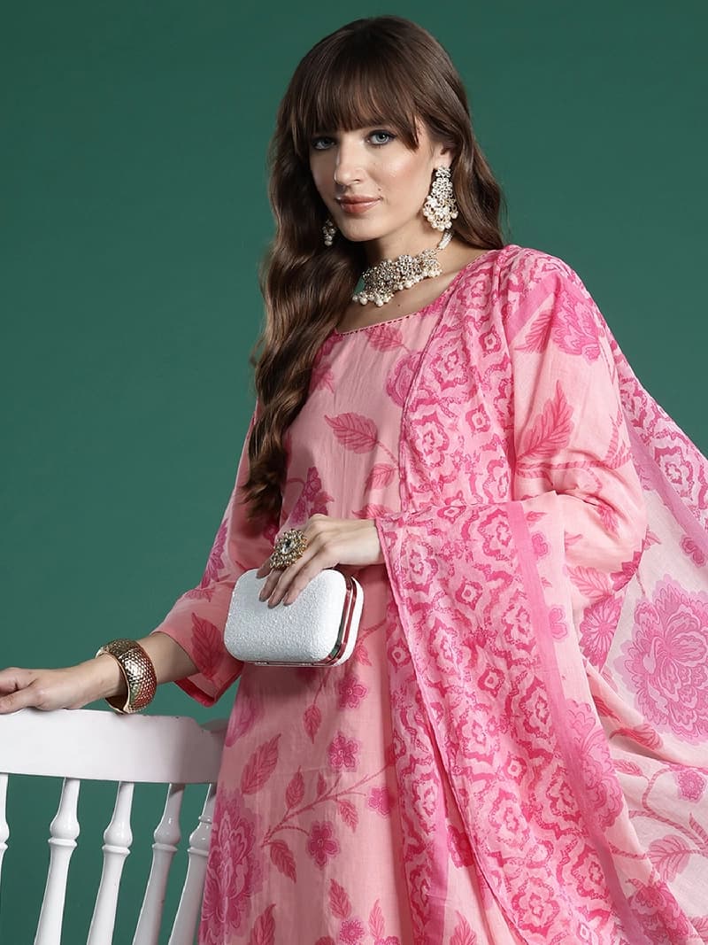 Women's Pink Festive Kurta Set