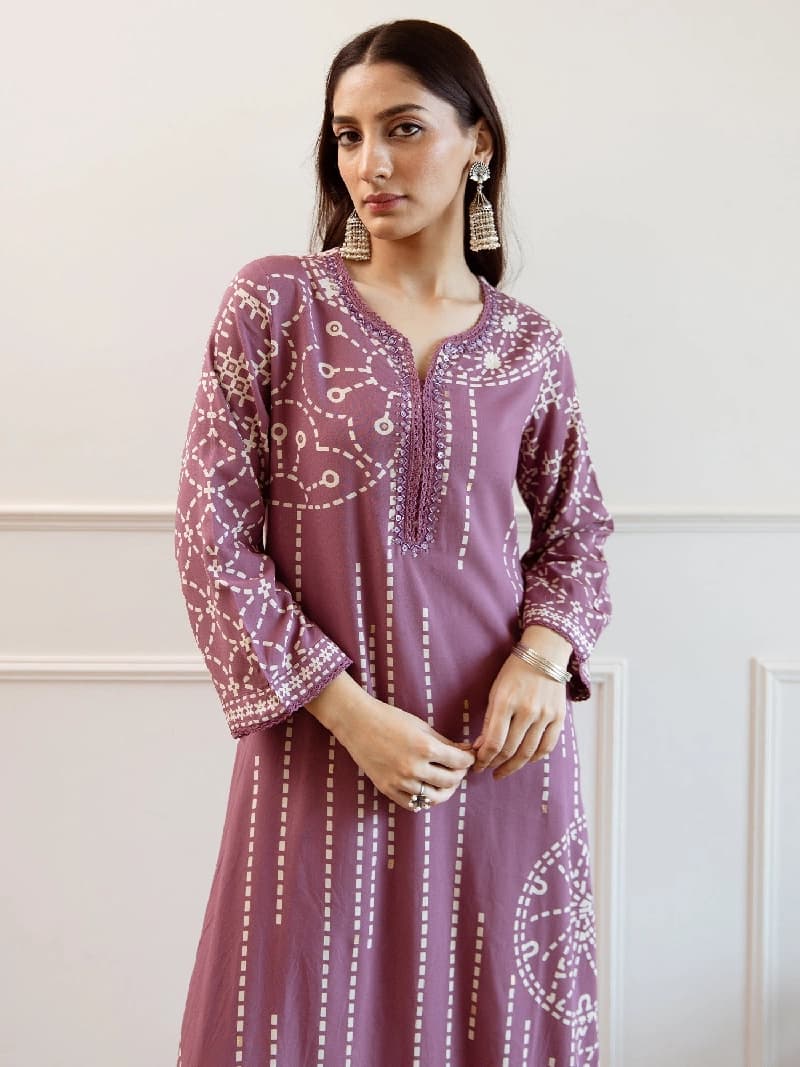 Women's Pink Festive Kurta Set