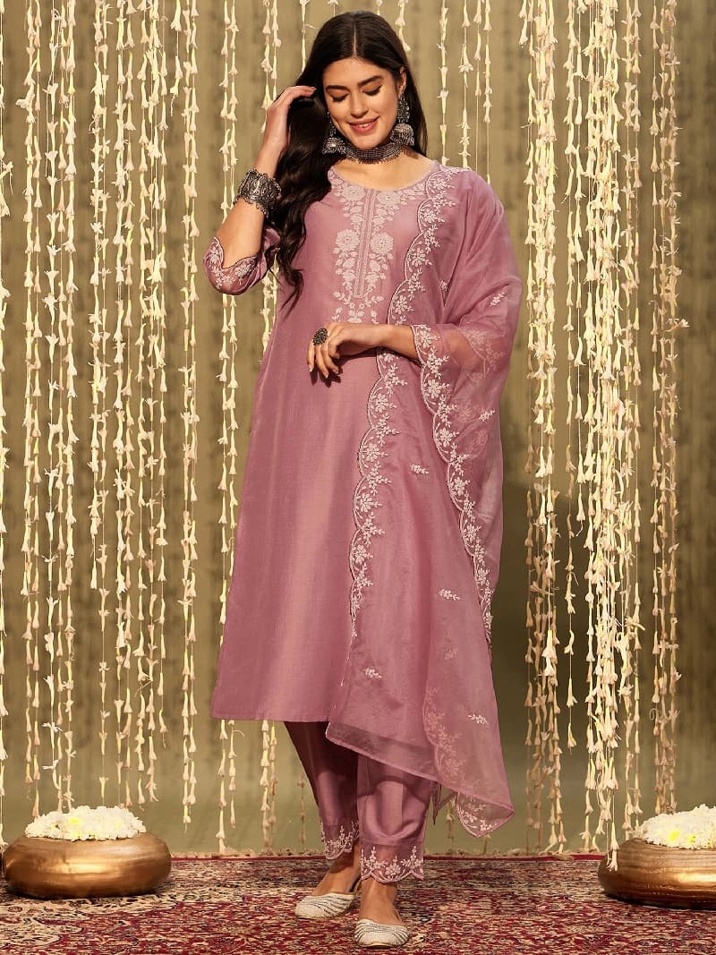 Women's Pink Festive Kurta Set