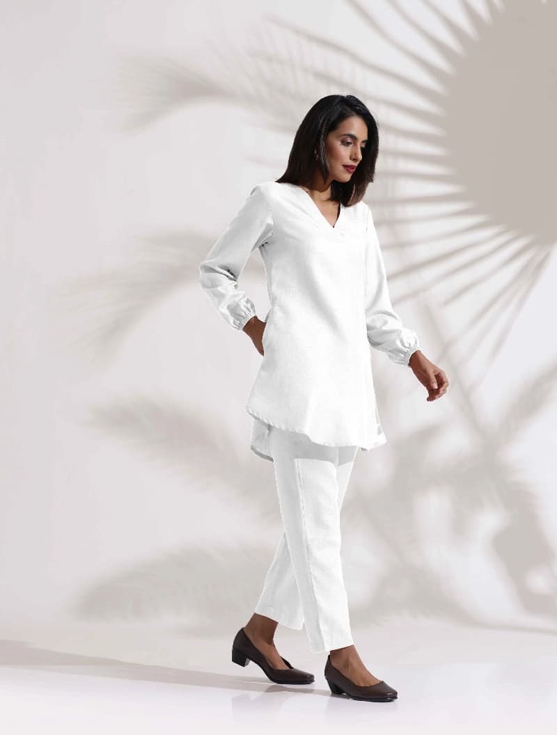 Women's White Casual Co-ords Set