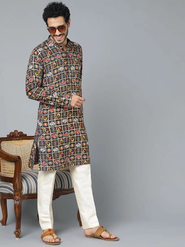 Men's Navy Festive Kurta Set