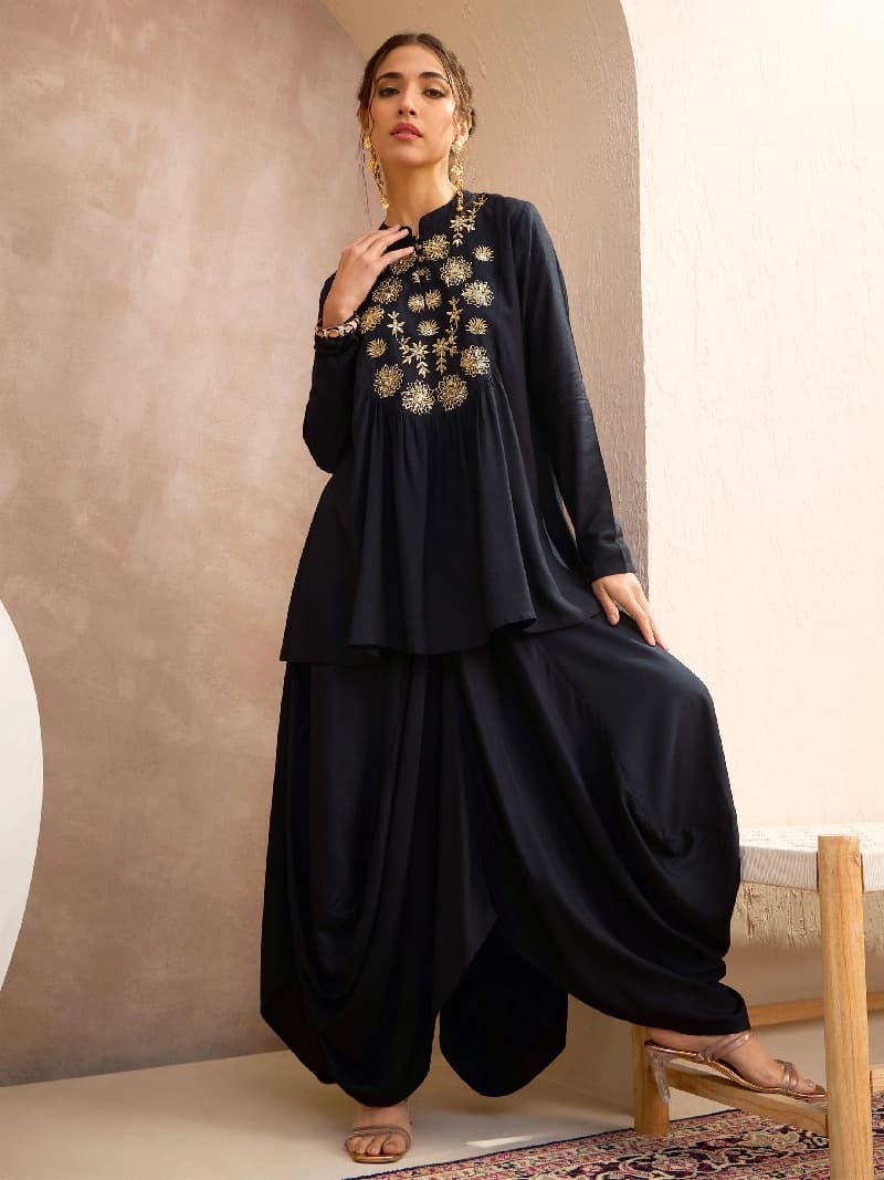 Women's Black Festive Kurta Set