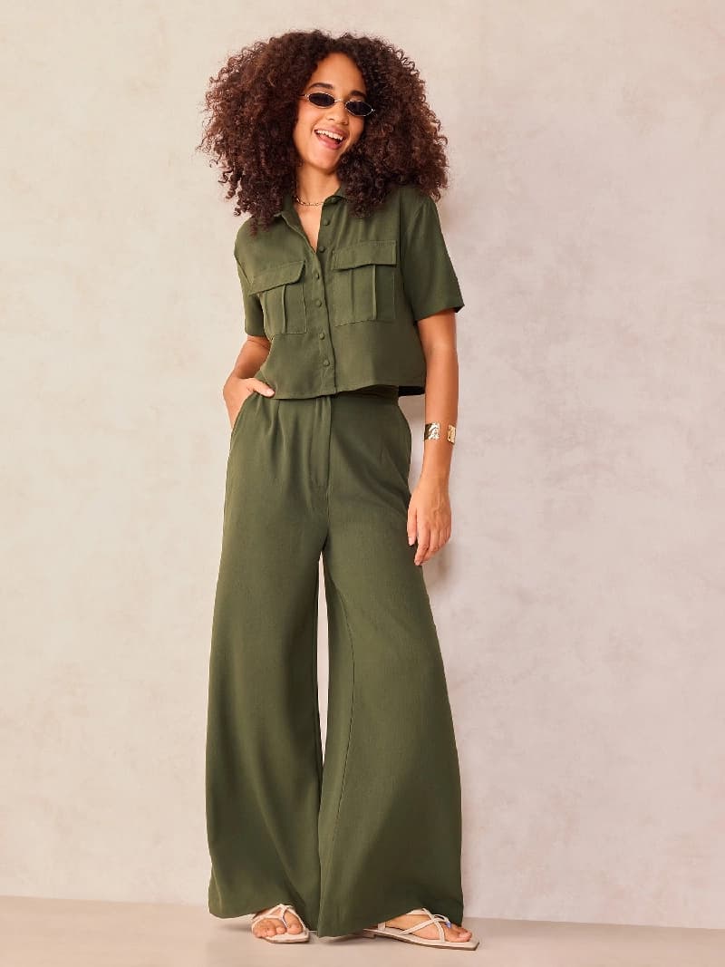 Women's Green Casual Solid Co-ords Set