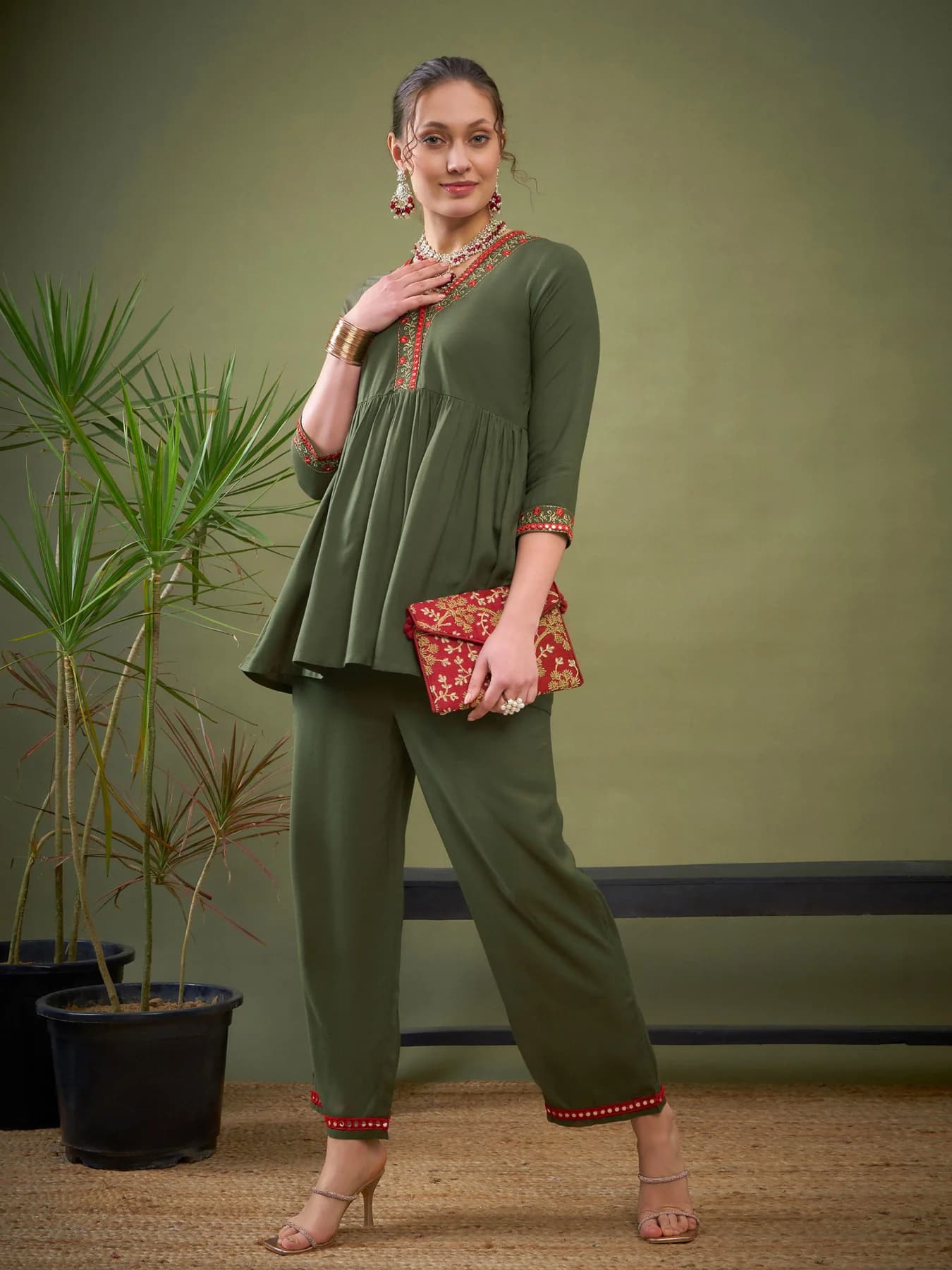 Women's Green Casual Co-ords Set