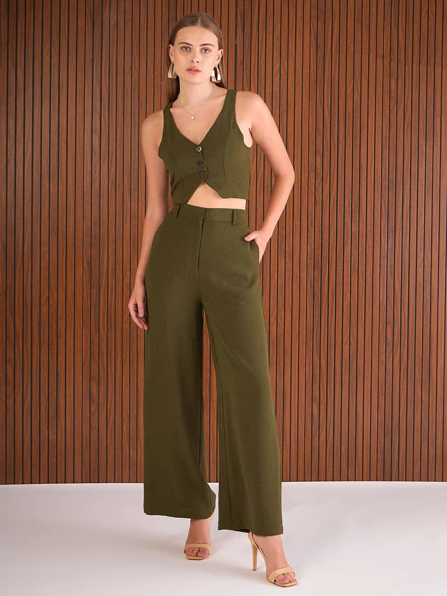 Women's Green Casual Co-ords Set