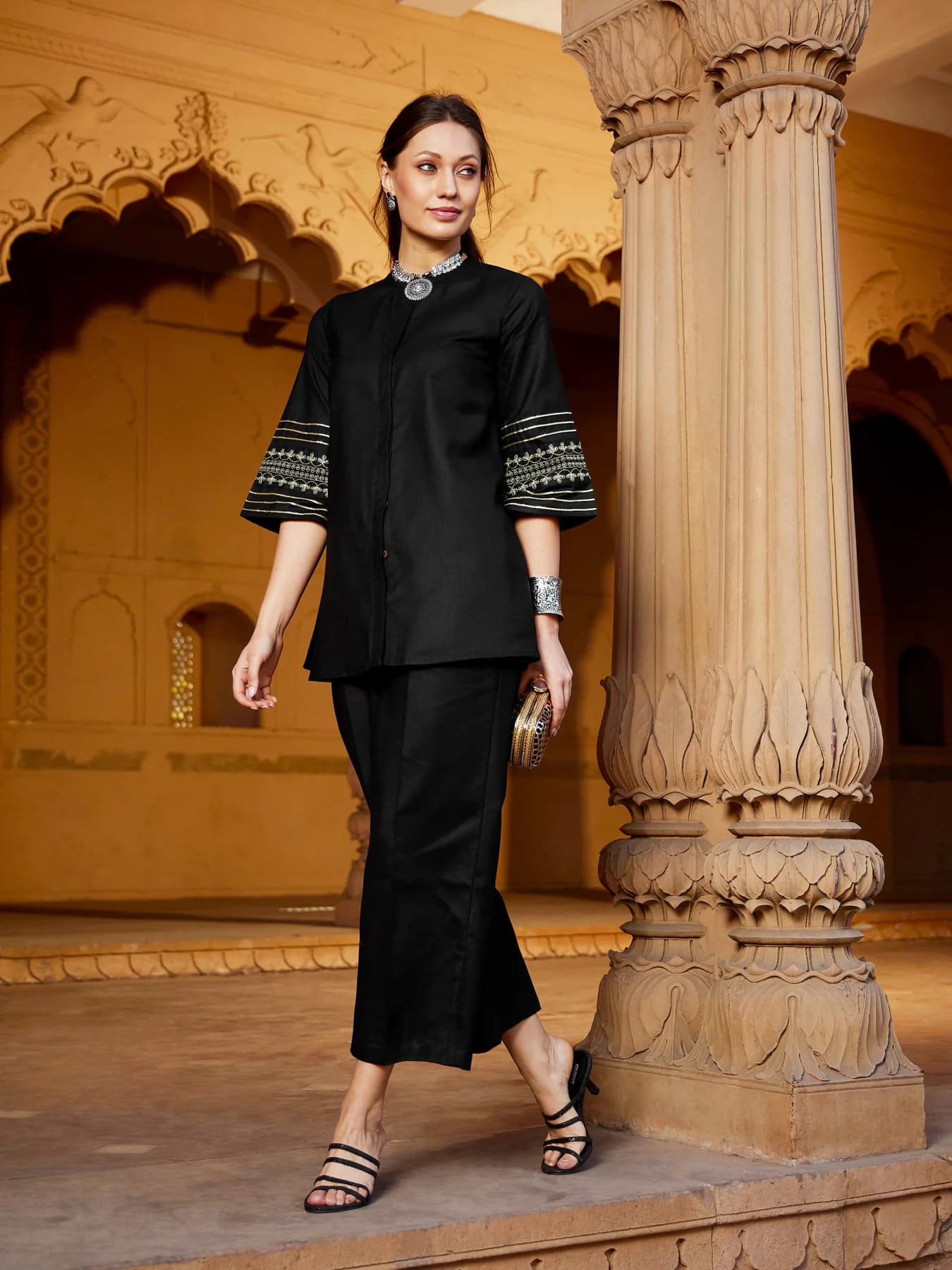 Women's Black Casual Kurta Set