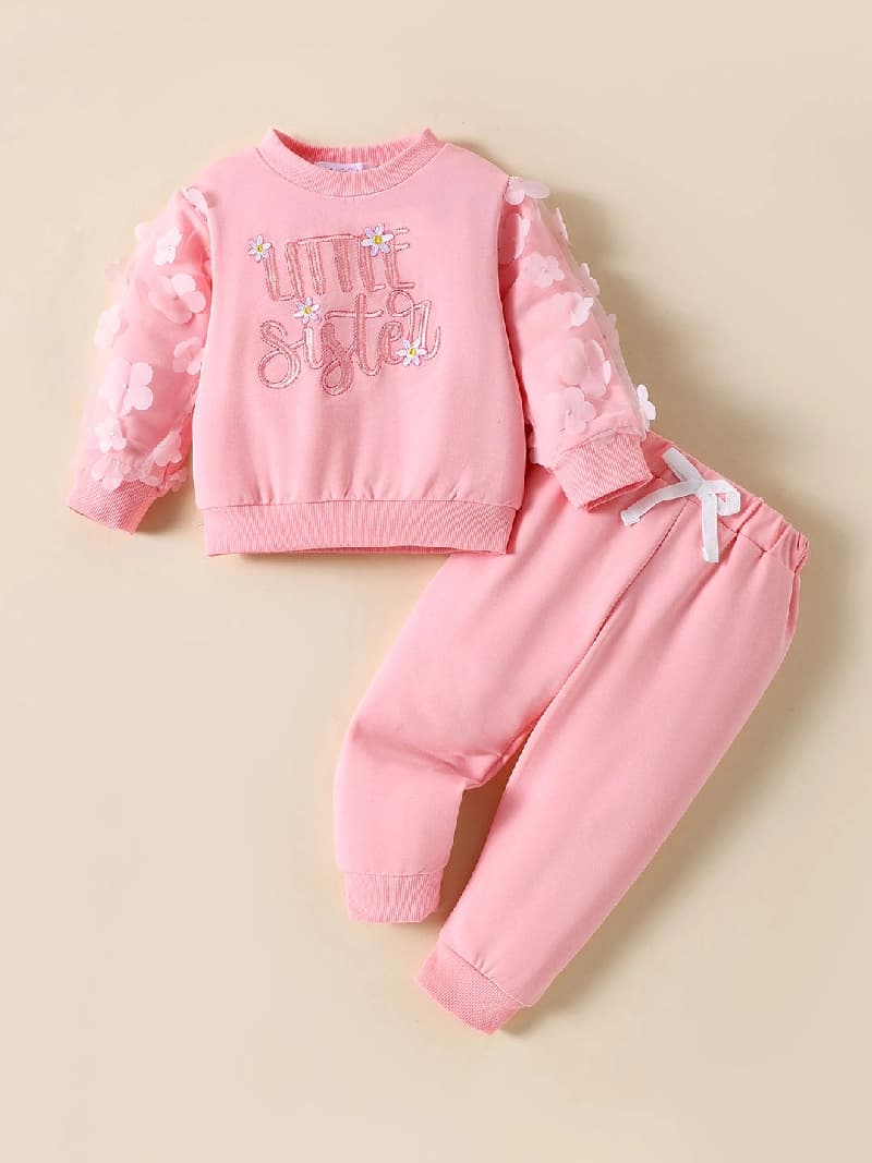 Girls Pink Blossom Time Sweatshirt and Jogger