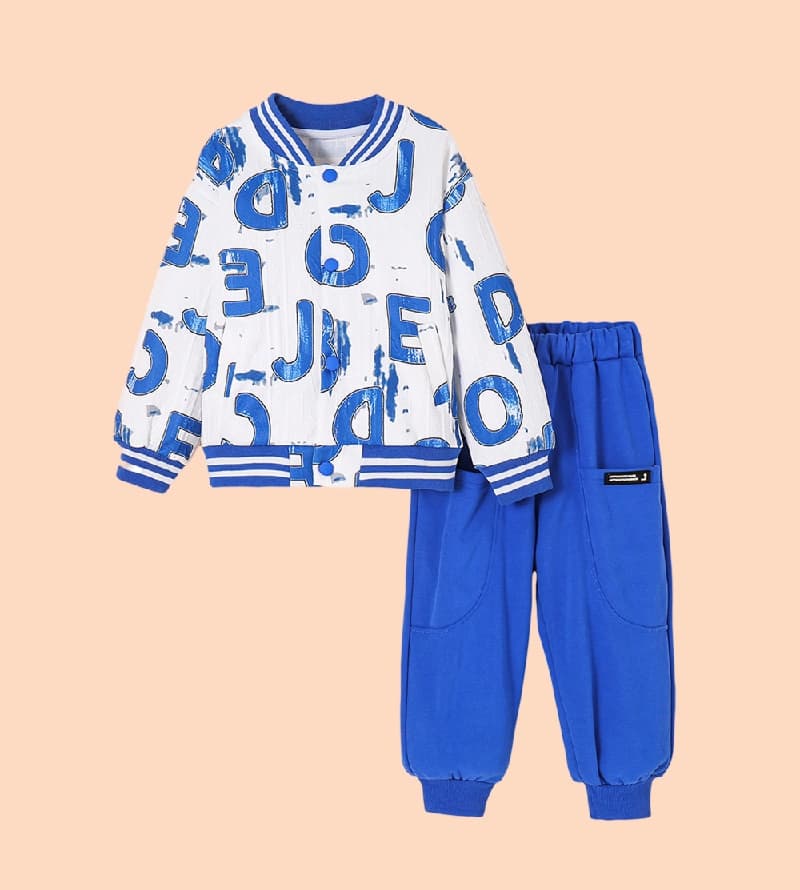 Boys Blue Casual Full Sleeves Sweatshirt and Joggers Set