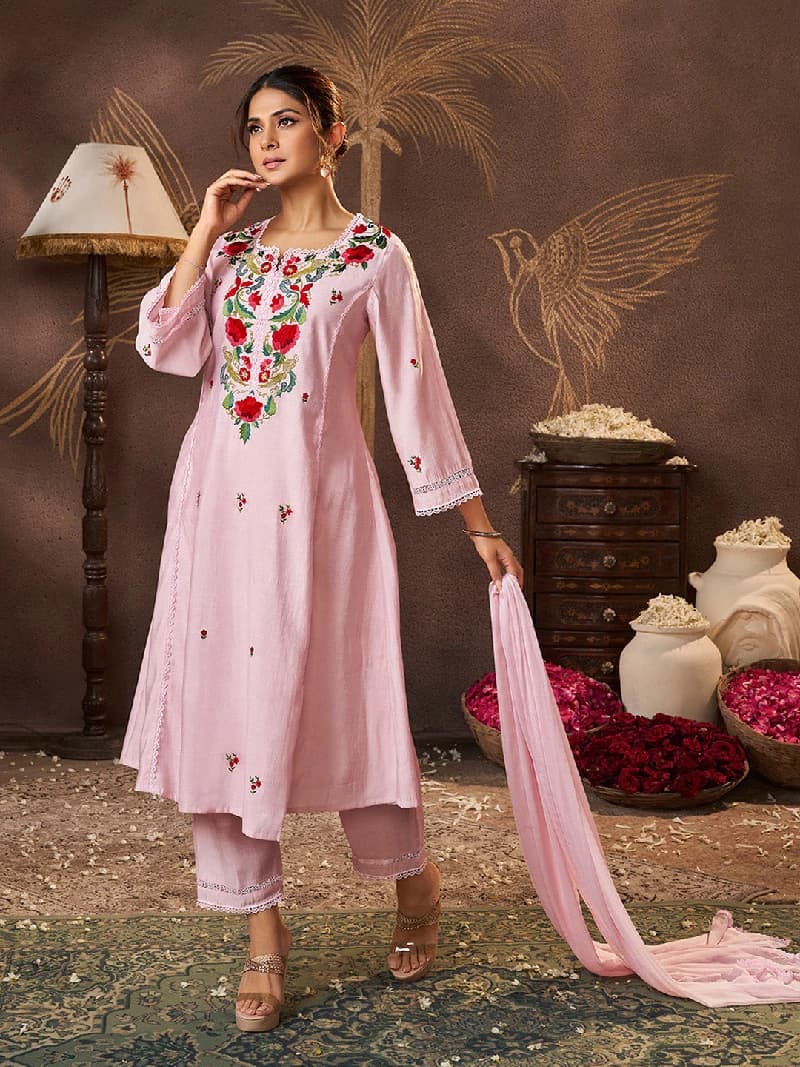 Women's Pink Festive Kurta Set