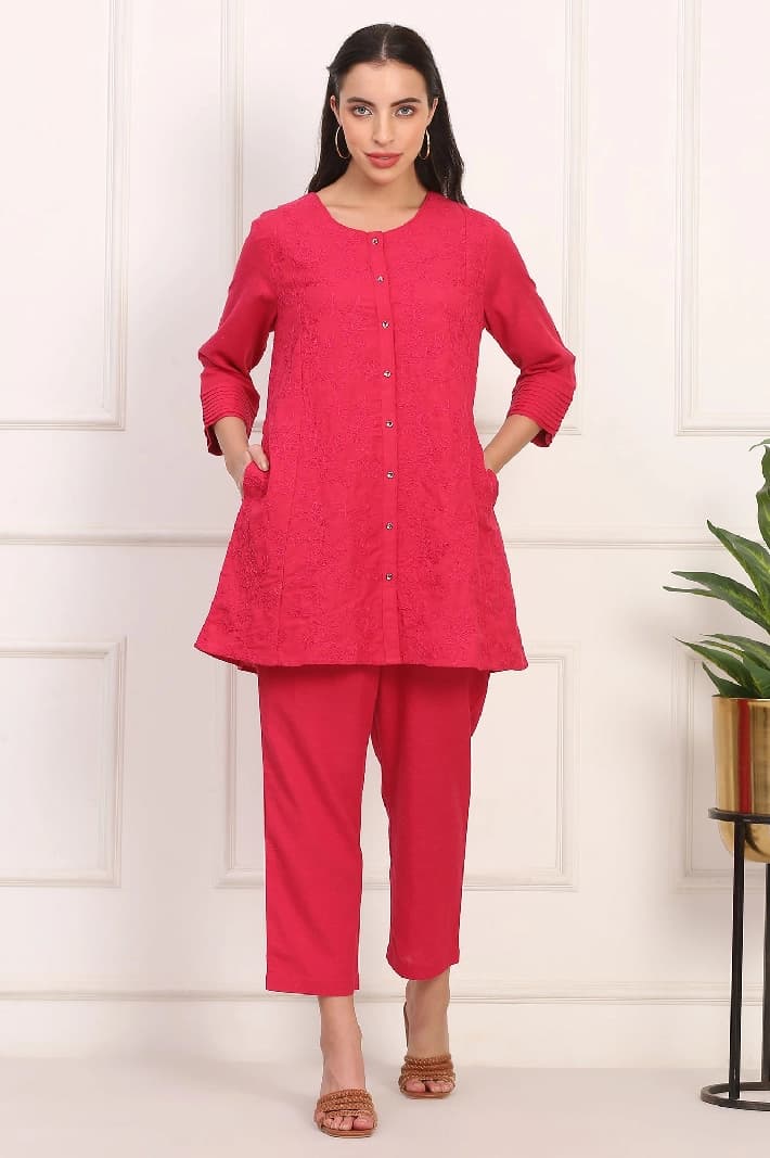 Women's Red Casual Co-ords Set