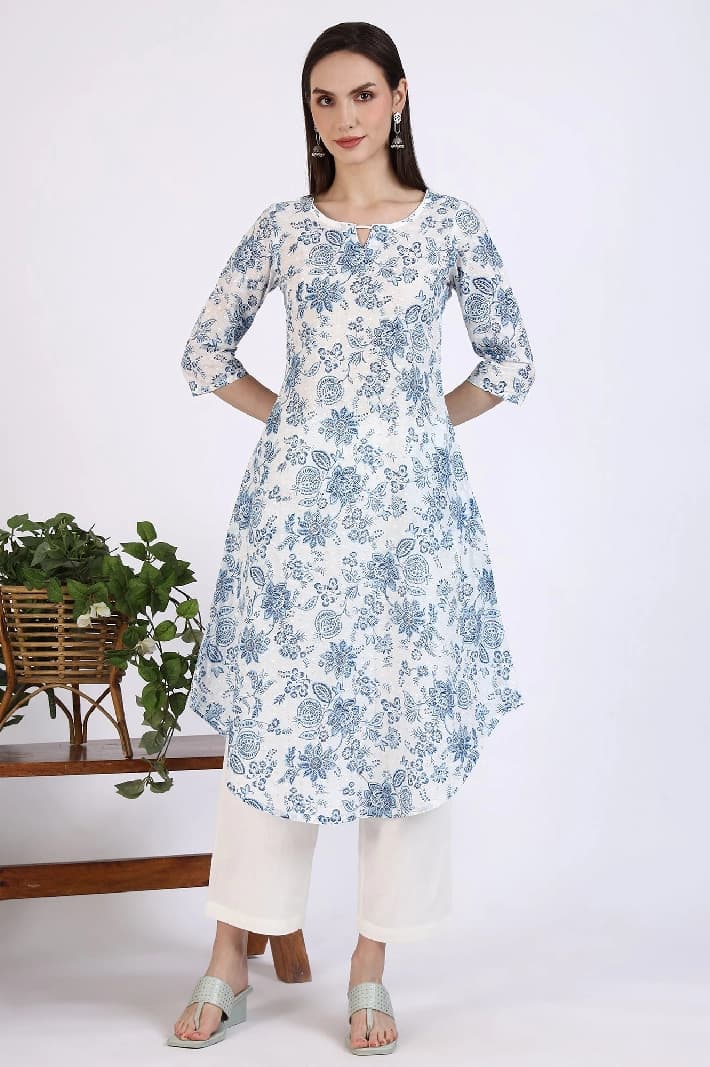 Women's White Casual Kurta Set
