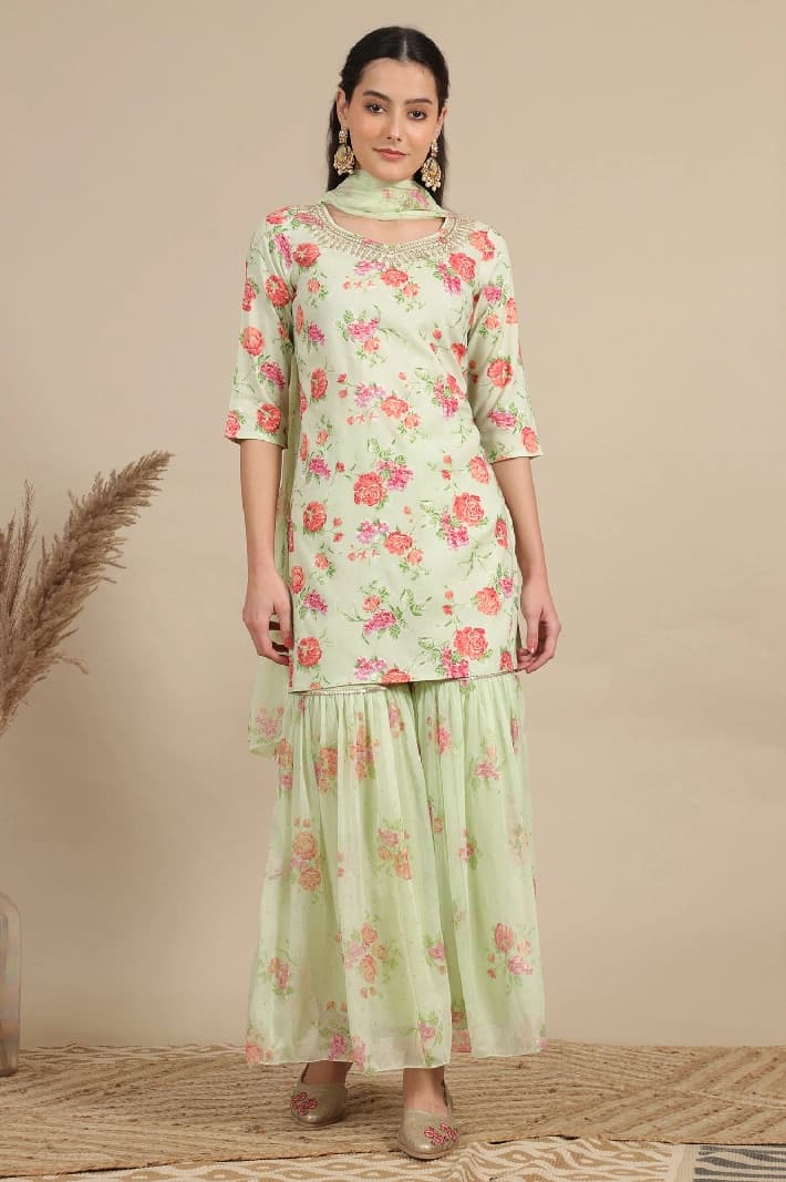Women's Green Festive Kurta Set