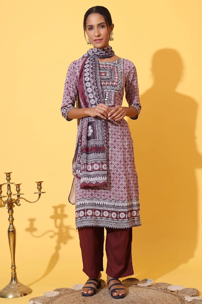 Women's Purple Festive Kurta Set
