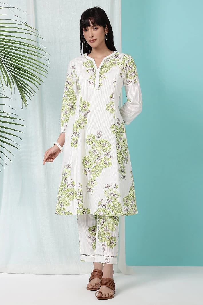 Women's White Casual Kurta Set