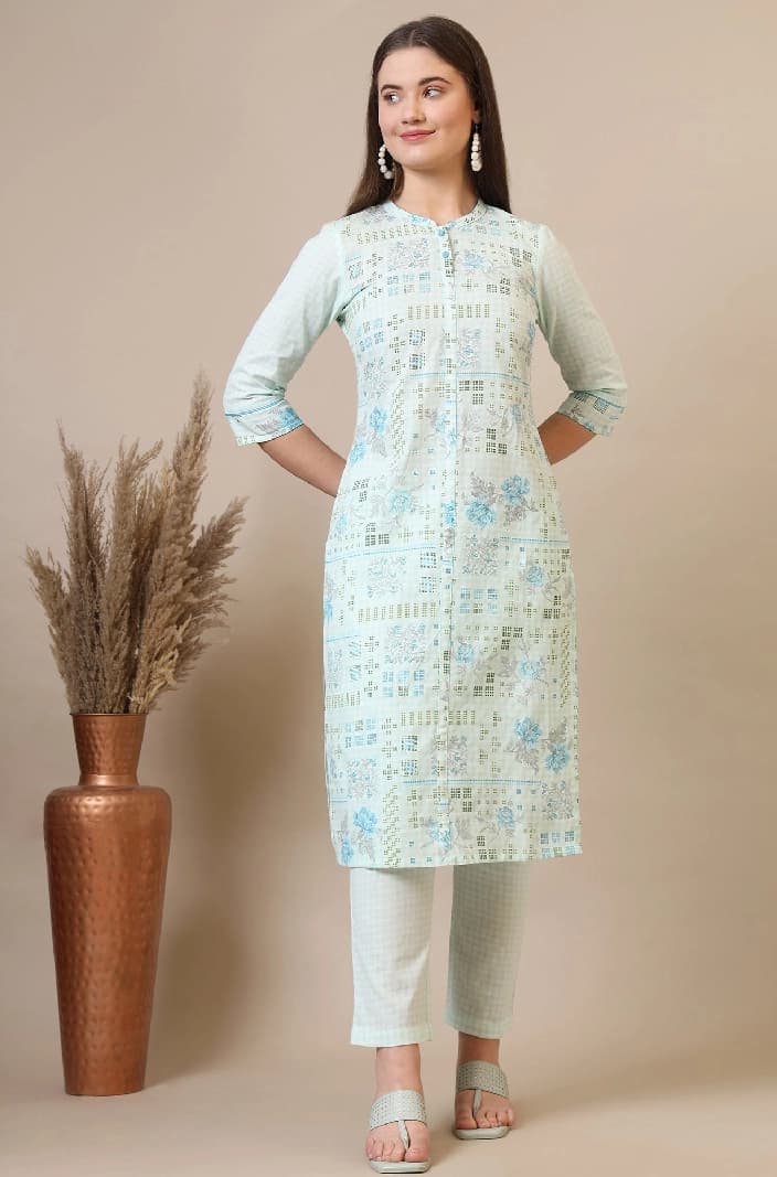 Women's Blue Casual Kurta Set