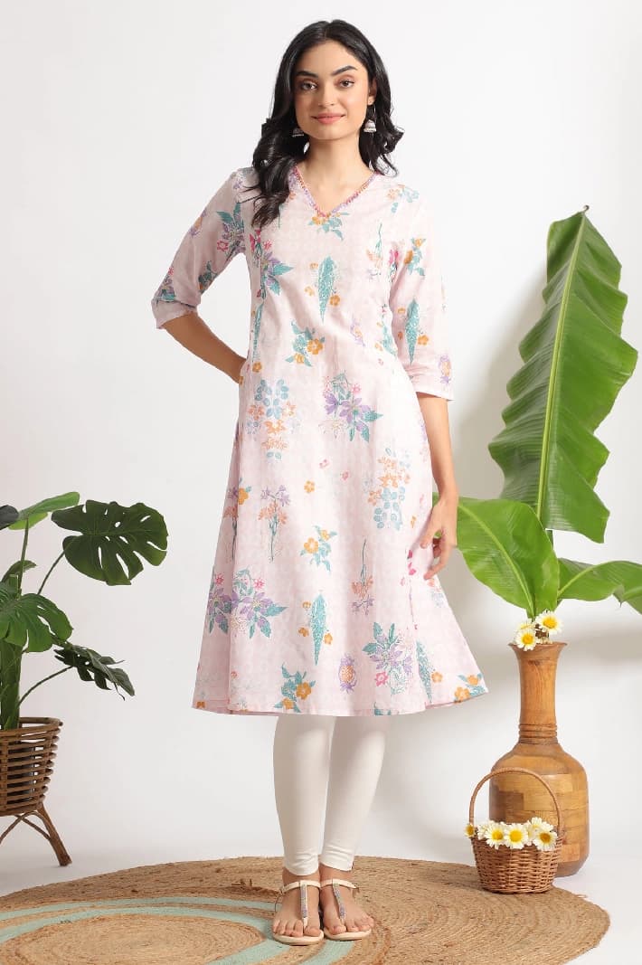 Women's Pink Casual Kurta Set