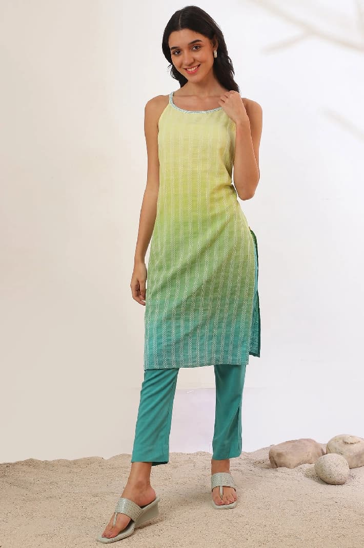 Women's Green Casual Kurta Set