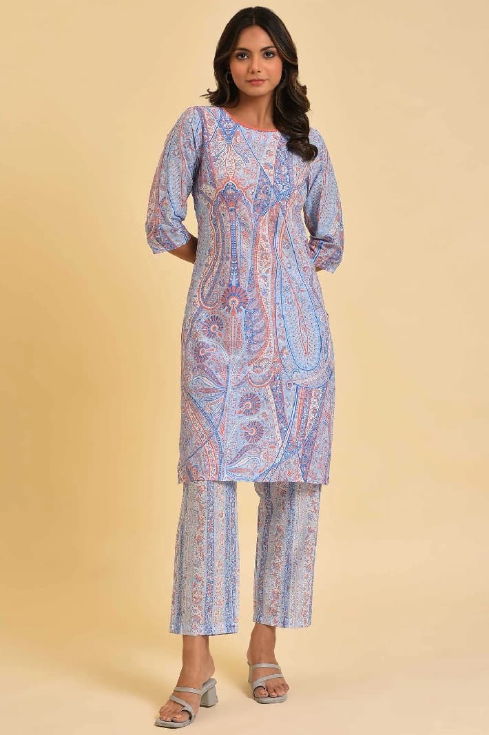 Women's Blue Casual Kurta Set