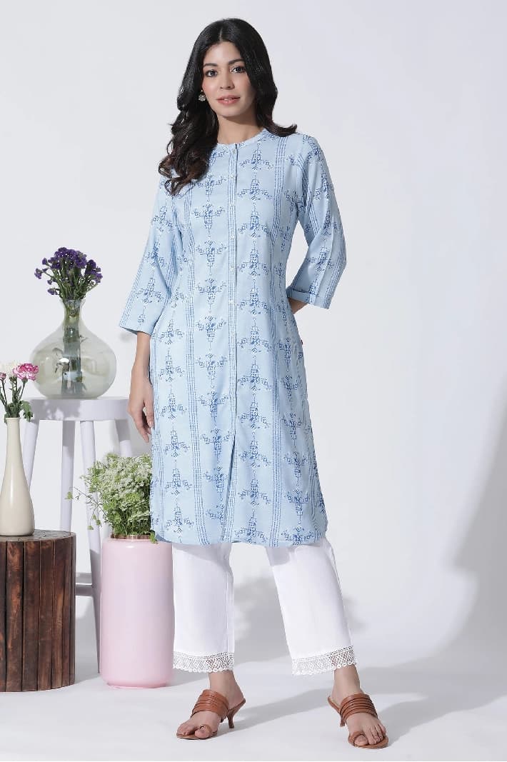 Women's Blue Casual Kurta Set