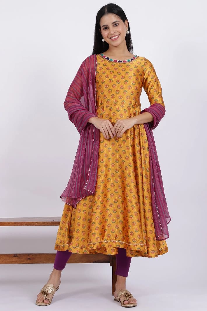 Women's Yellow Casual Kurta Set