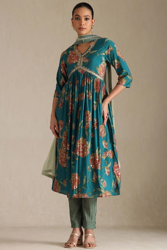 Women's Green Festive Kurta Set
