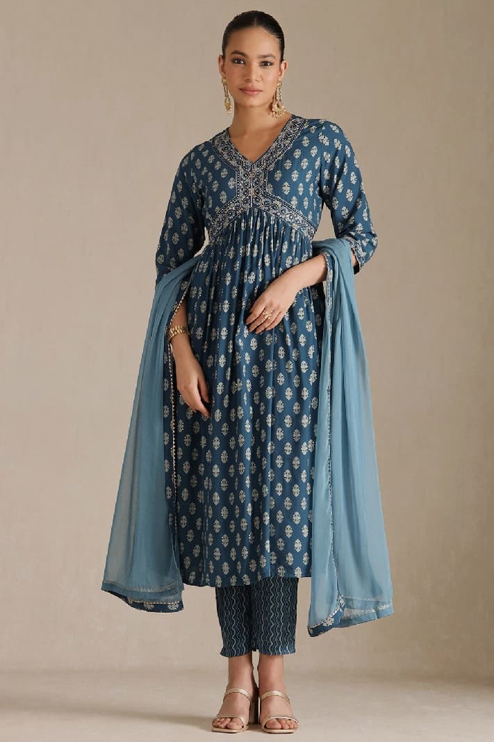 Women's Blue Festive Kurta Set