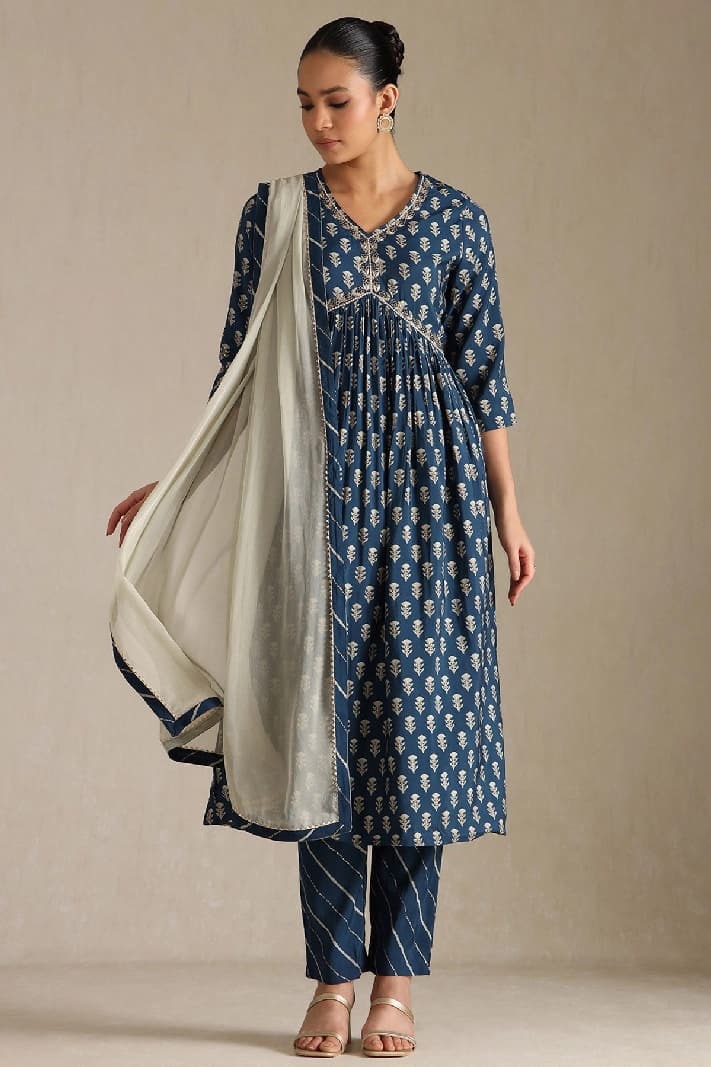Women's Blue Festive Kurta Set