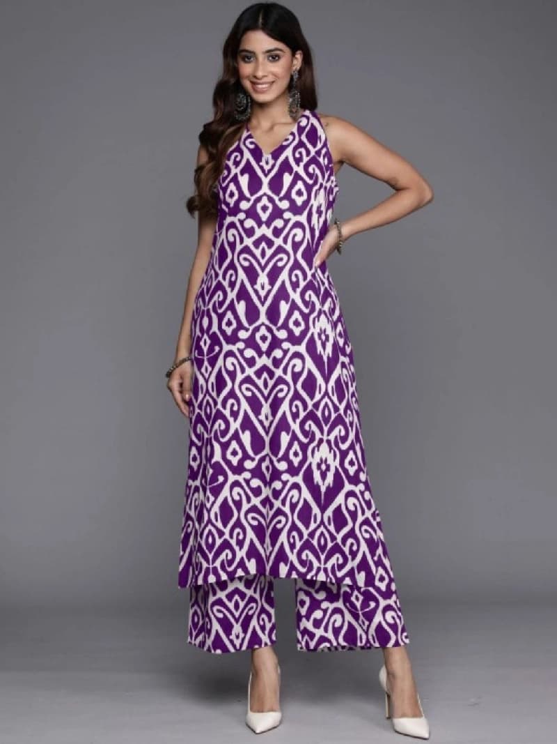 Women's Purple Festive Printed Kurta Set
