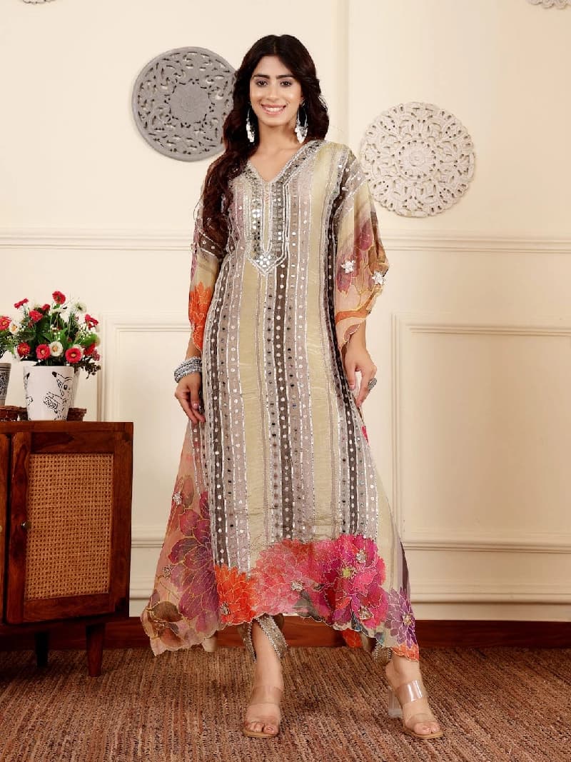 Women's Multicolor Festive Printed Kurta Set