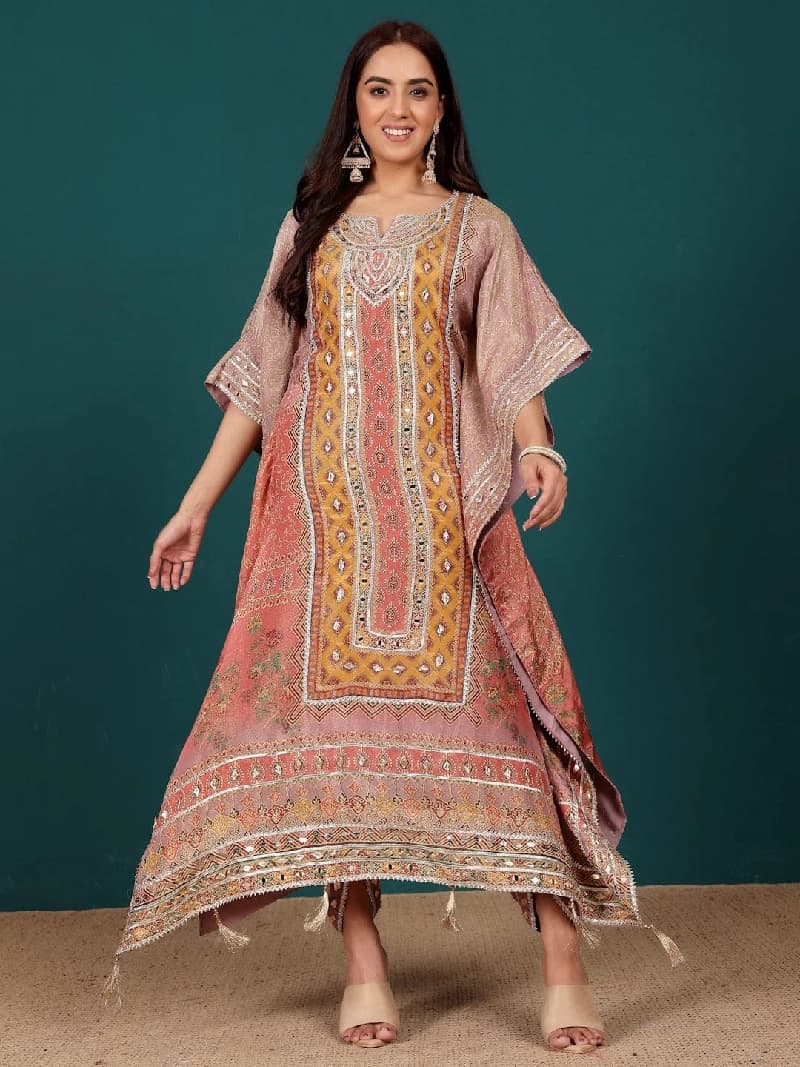 Women's Pink Festive Printed Kurta Set