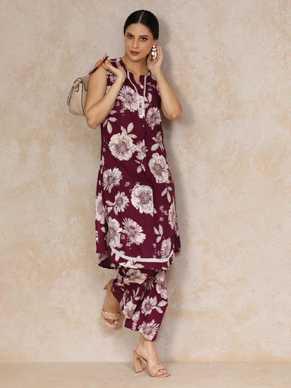 Women's Red Festive Printed Kurta Set