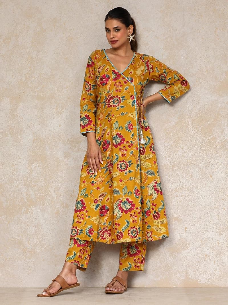 Women's Yellow Festive Printed Kurta Set