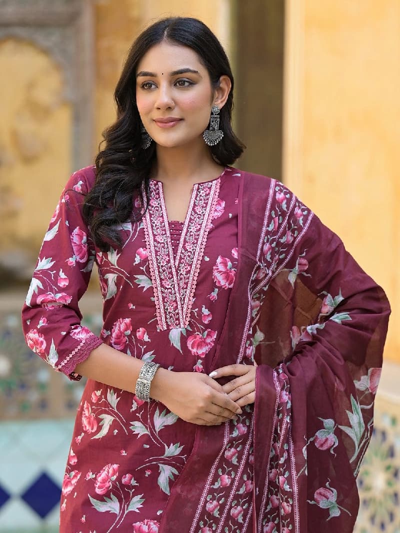 Women's Purple Festive Printed Kurta Set